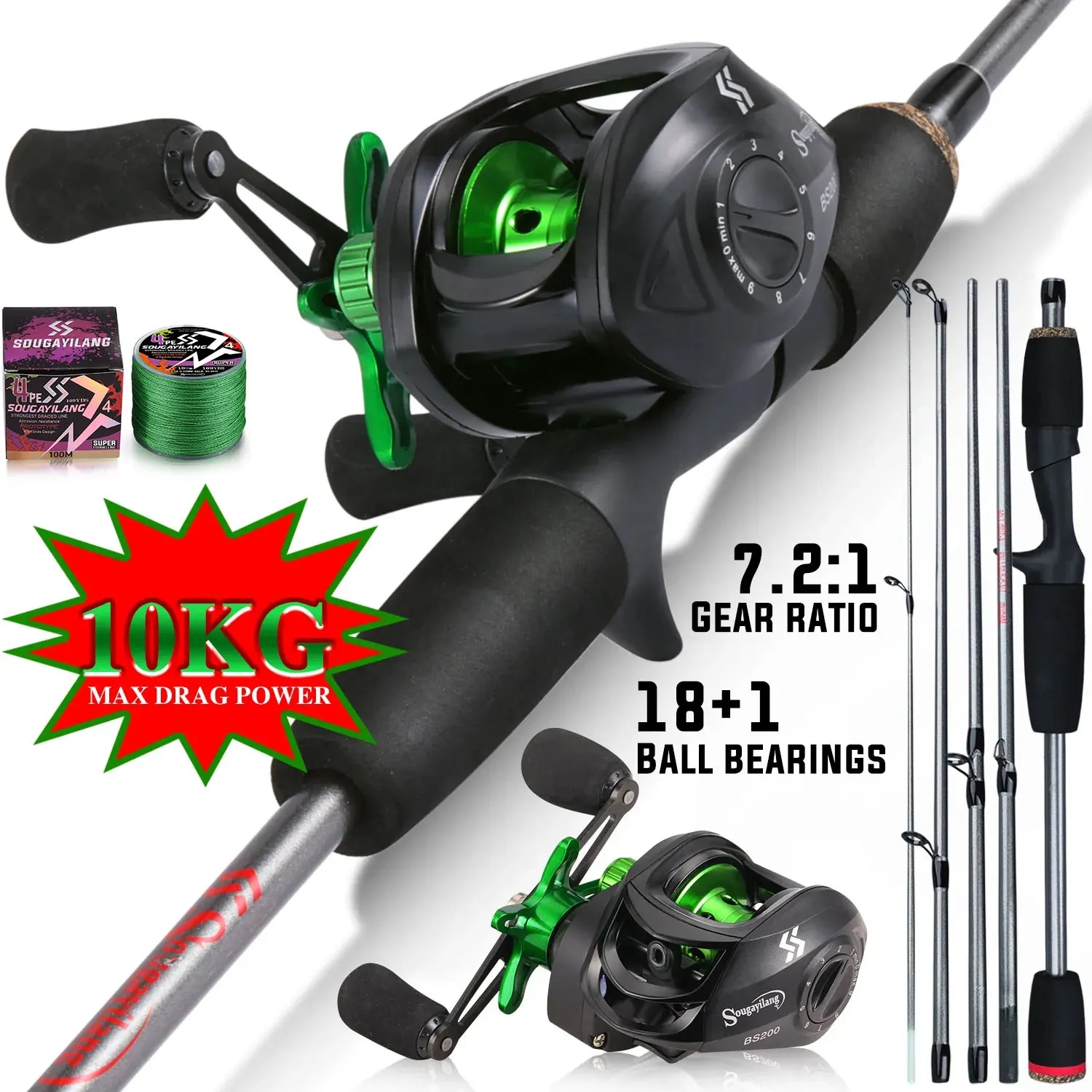 Fishing Rod Carbon Fiber - Canna da pesca Sougayilang combinata canna